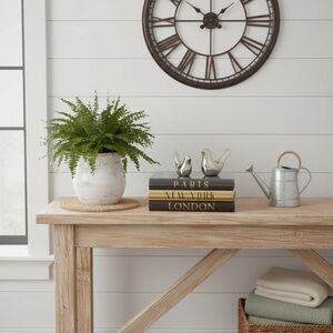 3 Stackbale real blank books and 2 gold birds.